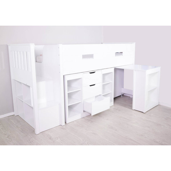 Isabelle Max Single 3 3 Drawer Bed Frames Mid Sleeper Loft Bed with Built in Desk Reviews Wayfair
